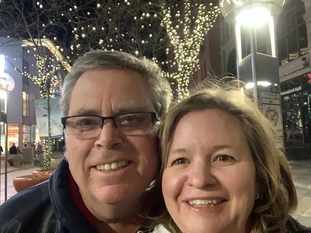 Steve and Becky smiling together